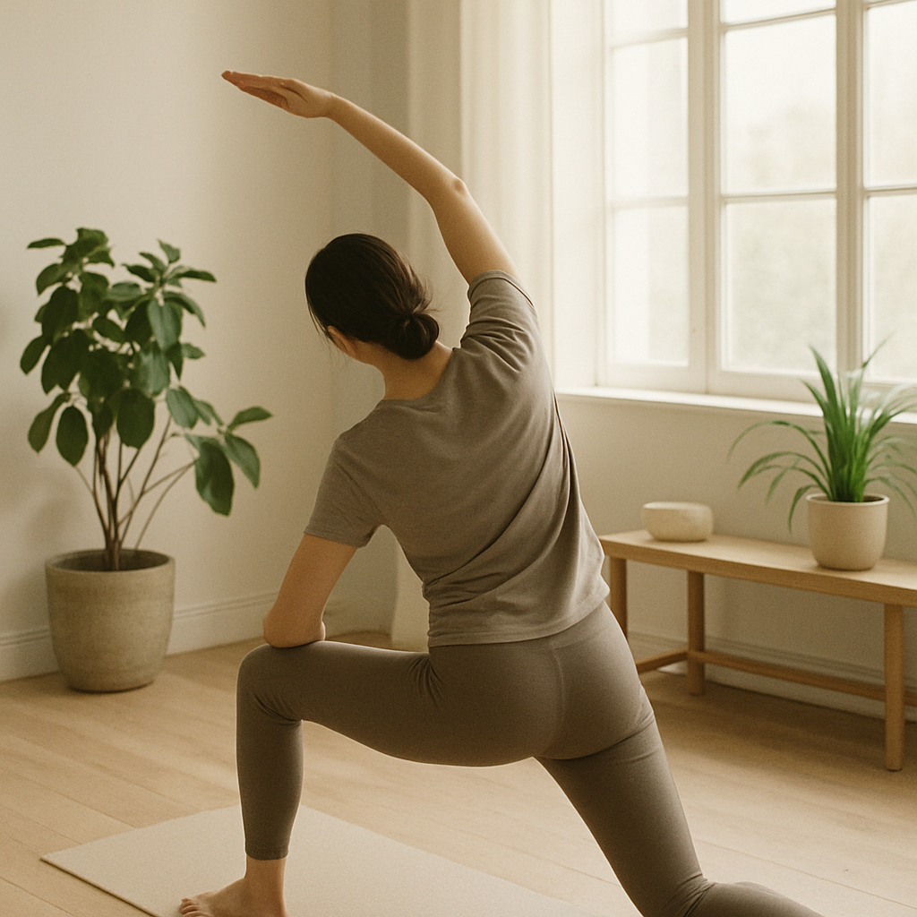 Sanfte physiotherapeutische Bewegungsübung im hellen Studio